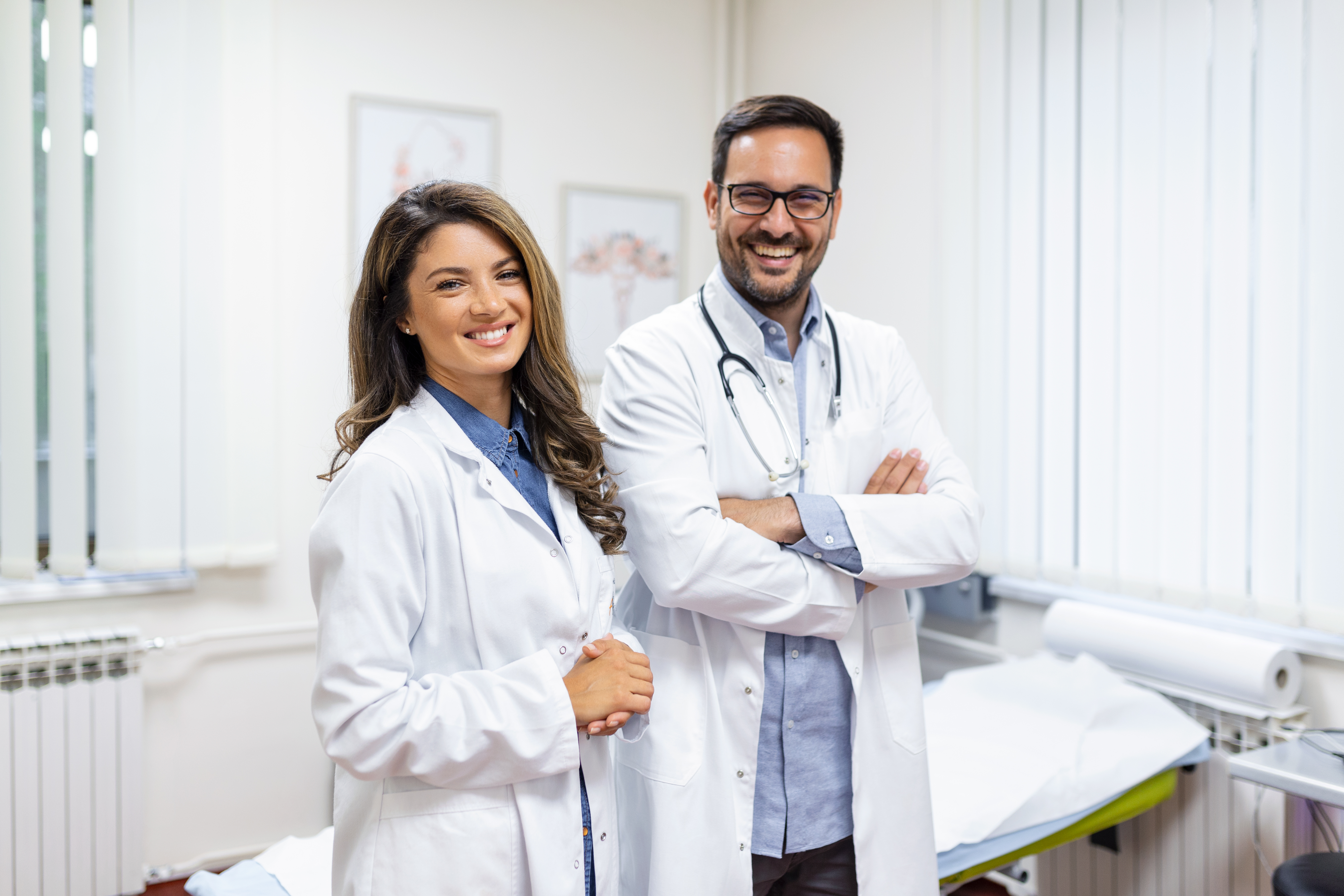 Healthcare professionals in modern hospital
